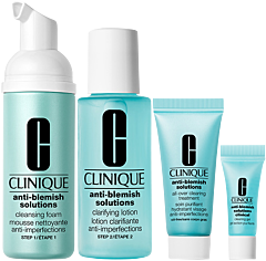 Clinique Anti-Blemish Mini Kit = Cleansing Foam 50 ml + Clarifying Lotion 60 ml + All Over Clearing Treatm.15 ml + Clin.Clearing Gel 3 ml