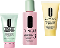 Clinique Mini Step Skin 3 Kits 3 = All About Clean Liquid Facial Soap 30 ml + Clarifying Lotion 3 Twice a Day Exf. 60 ml + Dram.Diff.Moisturizing Lotion 30 ml