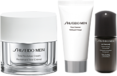 Shiseido Men Holiday Kit = Total Revitalizer Cream 50 ml + Face Cleanser 30 ml + UTM Cream 10 ml + Pouch