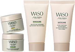 Shiseido Waso Holiday Kit = Gel-to-Oil Cleanser 30 ml + Mega Hyd. Moist. 15 ml + Beauty Sleep. Mask 15 ml + Pore Purif. Scrub Mask 30 ml